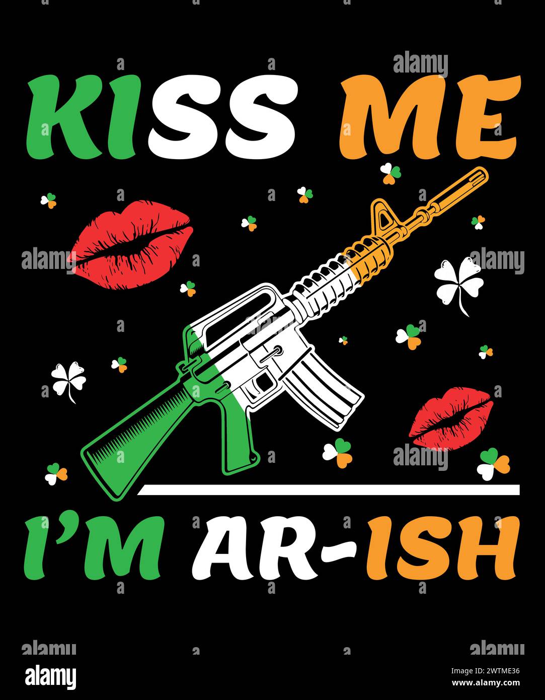 Kiss me I'm ar-ish t shirt design. st. Patrick's day t shirt design. Stock Vector