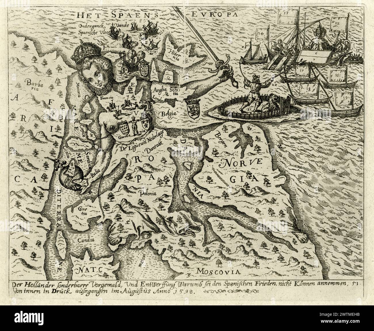 Map - Het Spaens Europa [Spanish Europe] Stock Photo - Alamy