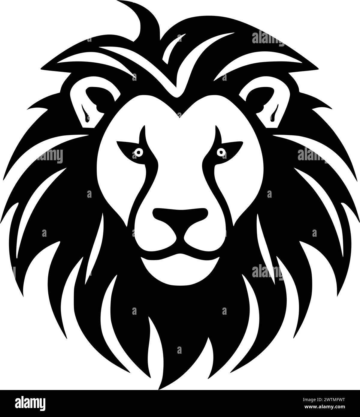 Lion - black and white vector illustration Stock Vector