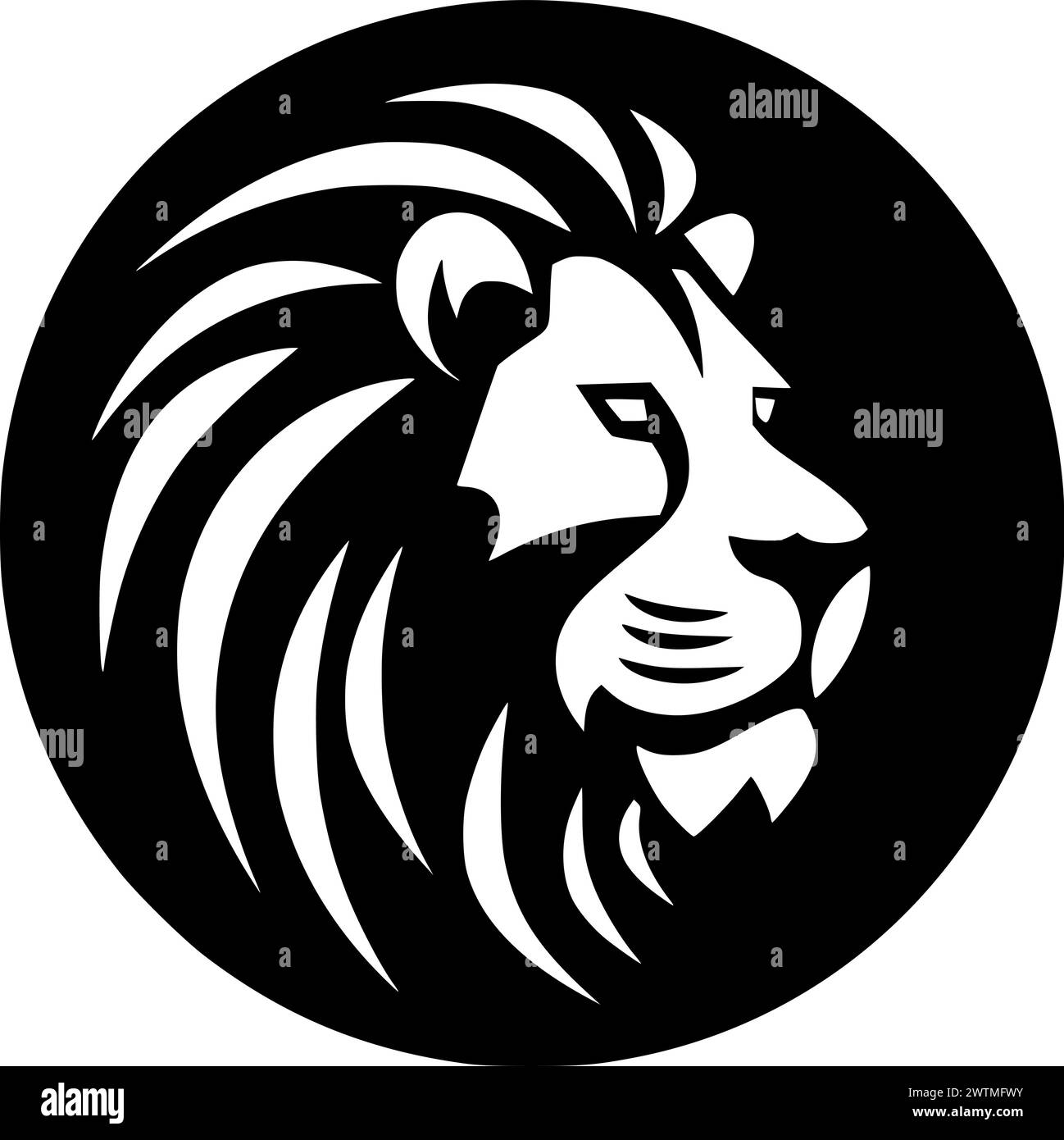 Lion - black and white isolated icon - vector illustration Stock Vector ...