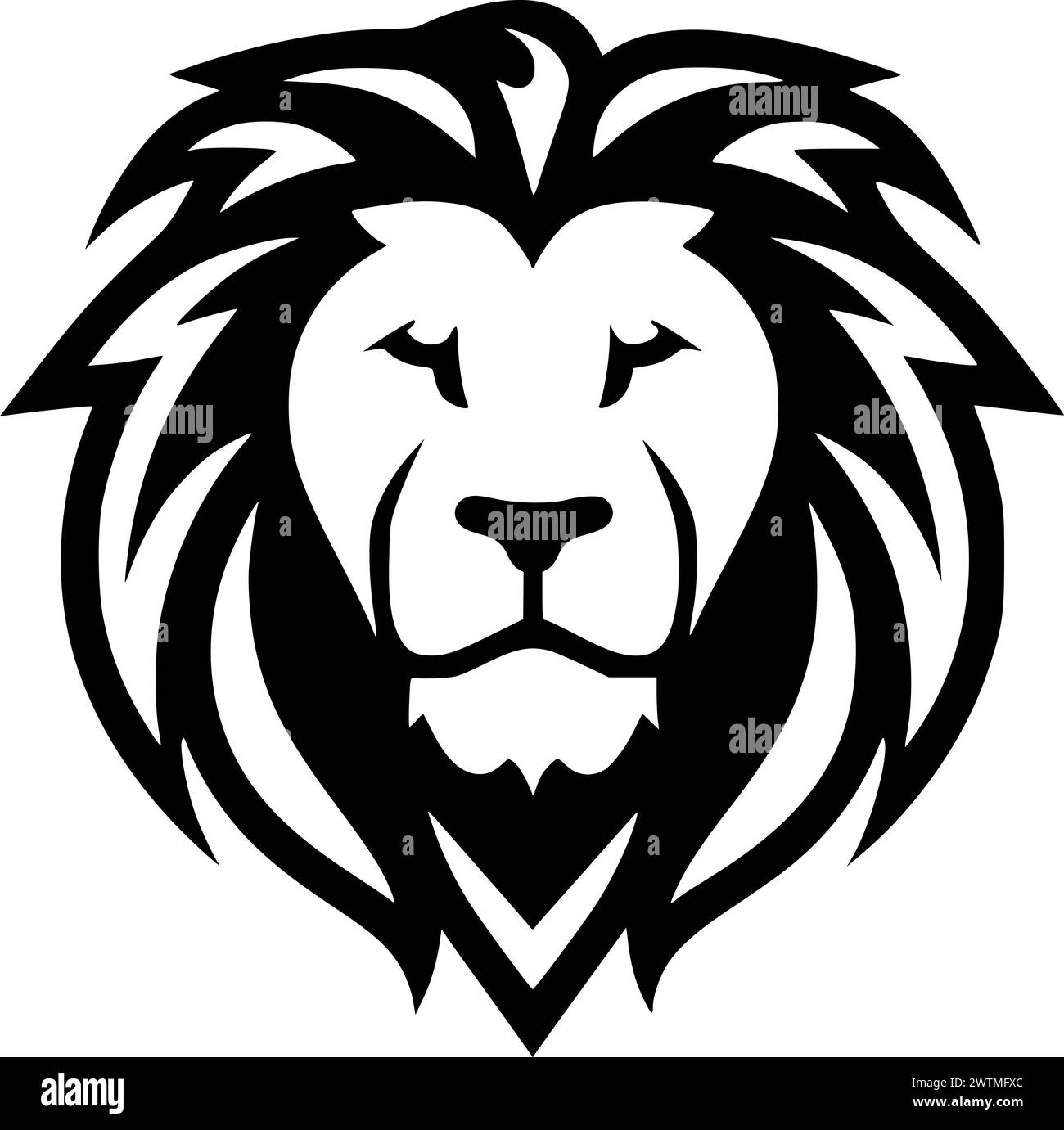 Lion - black and white isolated icon - vector illustration Stock Vector ...