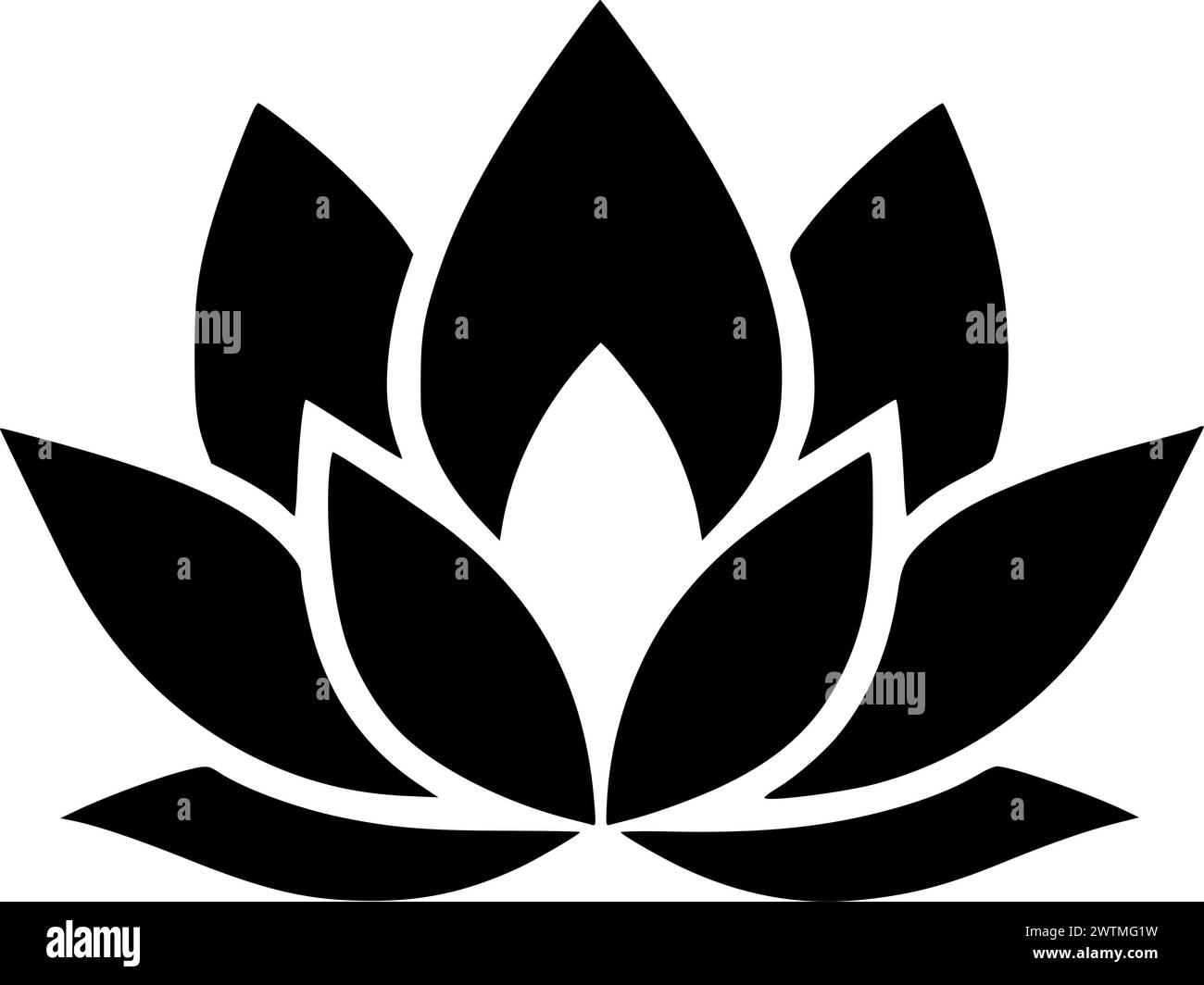 Lotus flower - black and white vector illustration Stock Vector
