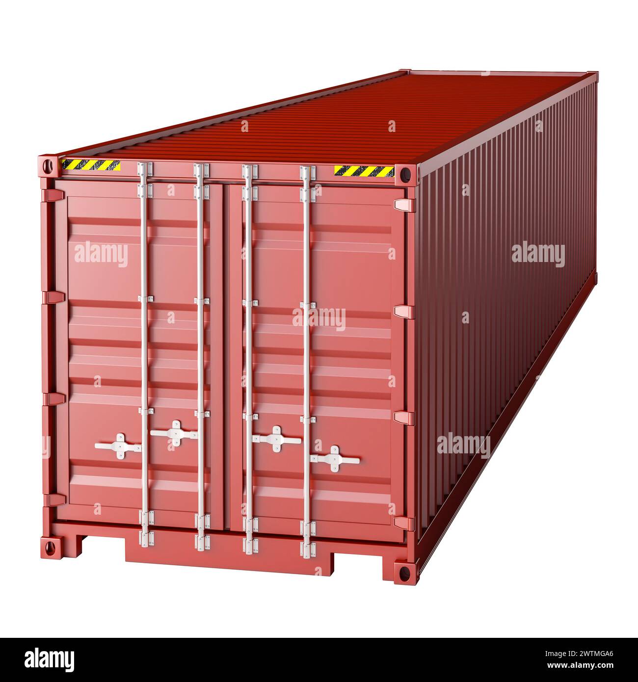 High resolution image of a closed red shipping container . 3d render Stock Photo