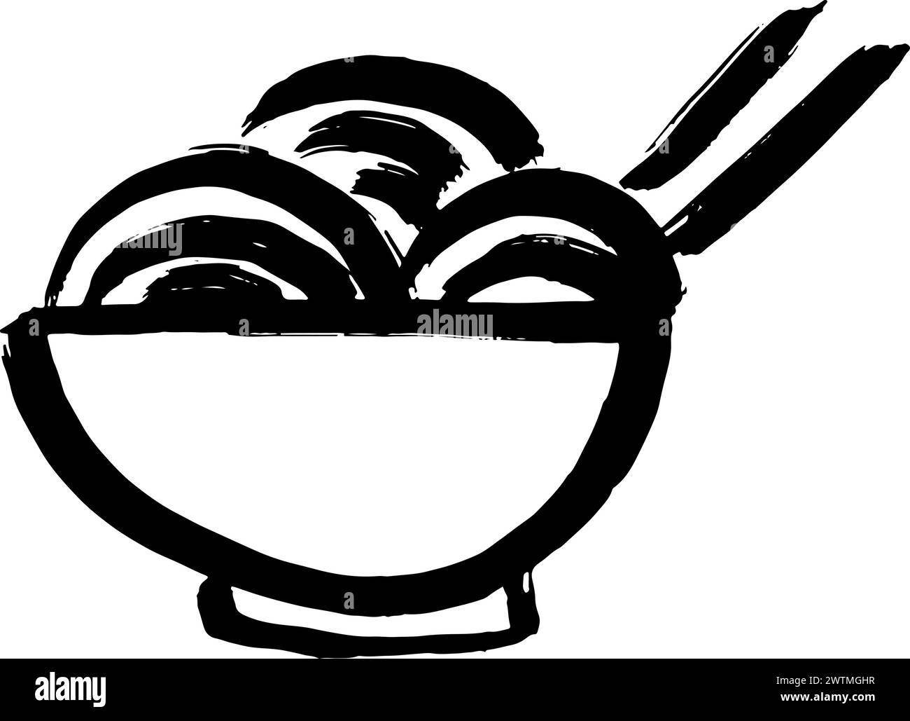 Dry Brush Noodles Cup Grunge Icon. Stock Vector