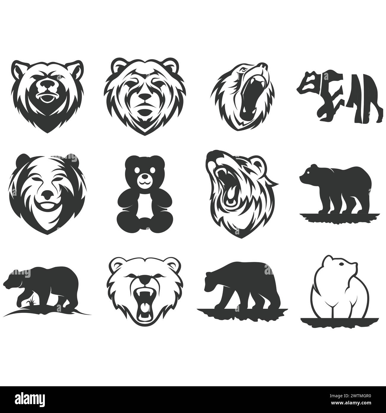 Collection of vector bear logos Stock Vector