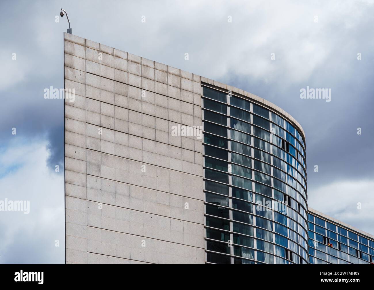 Madrid, Spain - February 24, 2024: Facade of the modern addition to Congress of Deputies, government of Spain Stock Photo