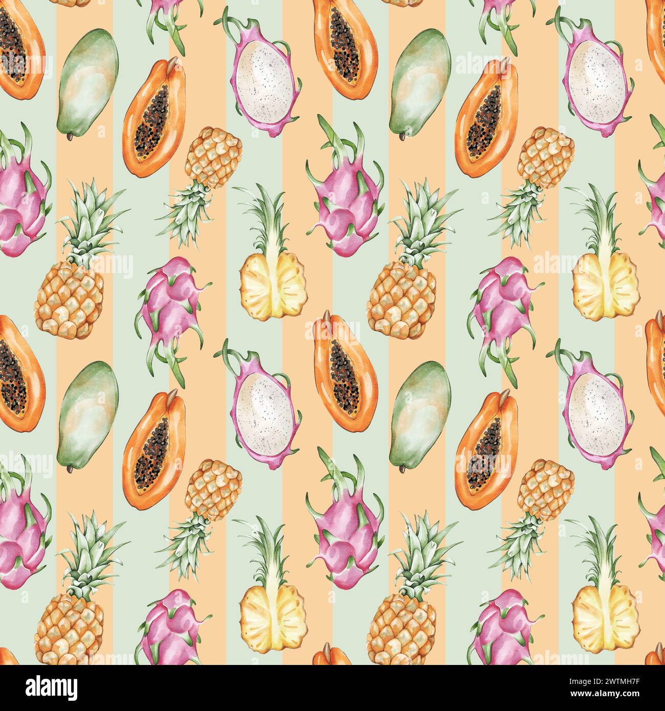 Tropical fruits watercolor hi-res stock photography and images - Alamy