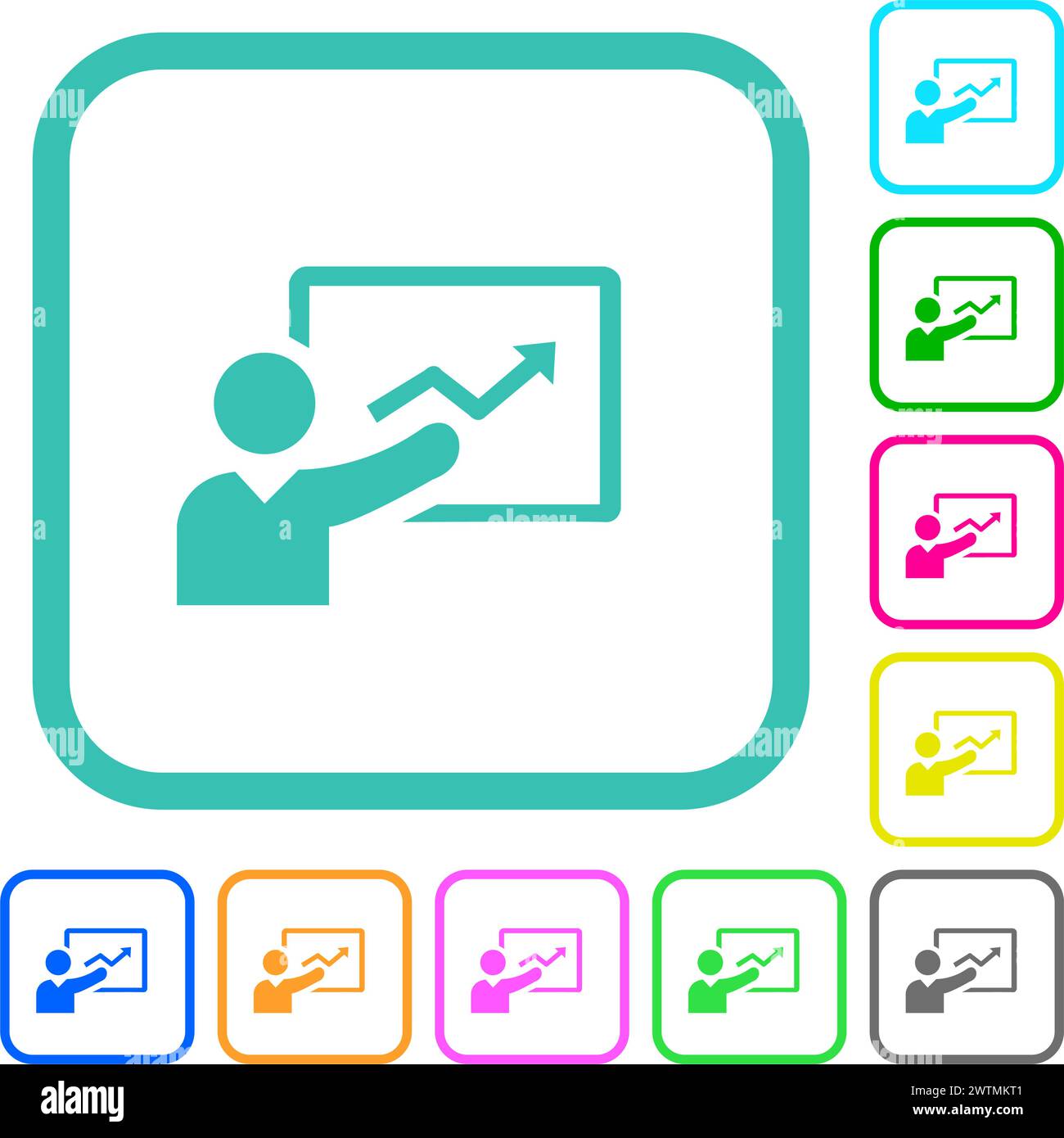Presentation vivid colored flat icons in curved borders on white ...