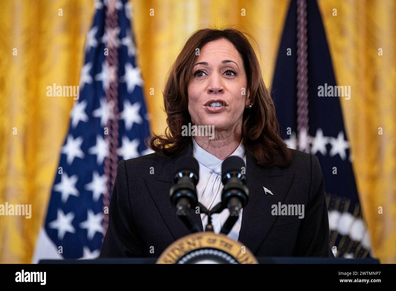 Washington, United States. 18th Mar, 2024. US President Joe Biden speaks during a Women's History Month reception in the East Room of the White House in Washington, DC on Monday, March 18, 2024. The Biden administration is rolling out an executive order to strengthen women's health research standards across federal agencies and prioritize its funding in an effort to close the gap on long-standing disparities. Photo by Al Drago/UPI Credit: UPI/Alamy Live News Stock Photo