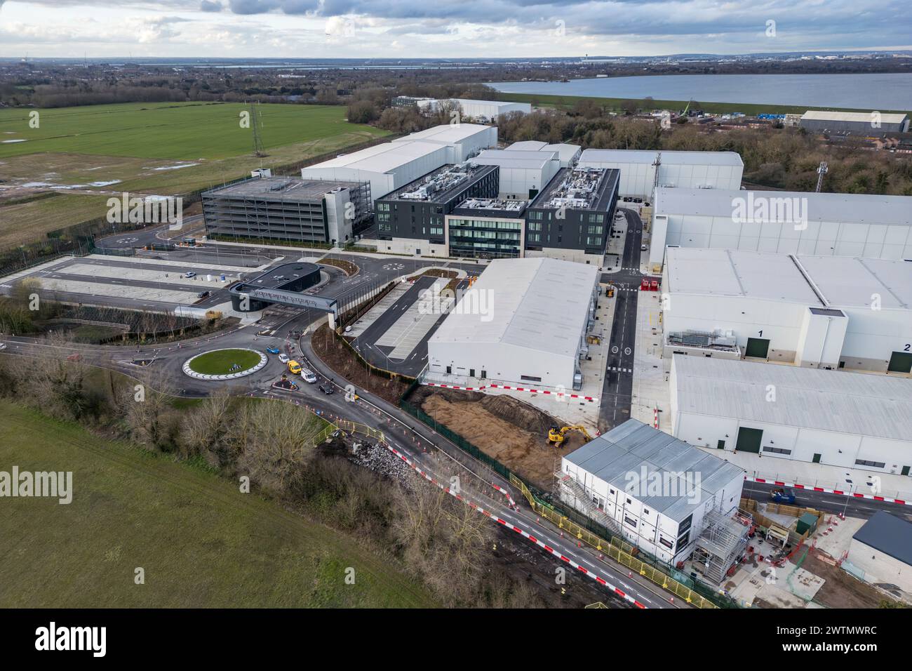 Aerial view of the new extention to Shepperton Studios, completed in ...