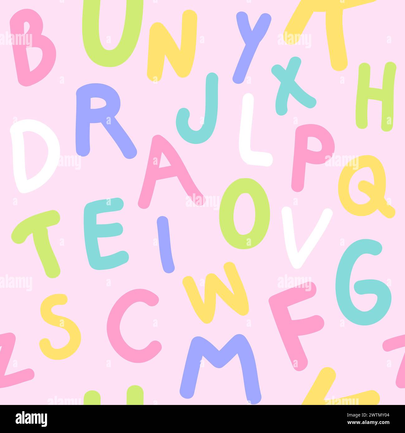Seamless letters colorful pattern pink background Stock Vector