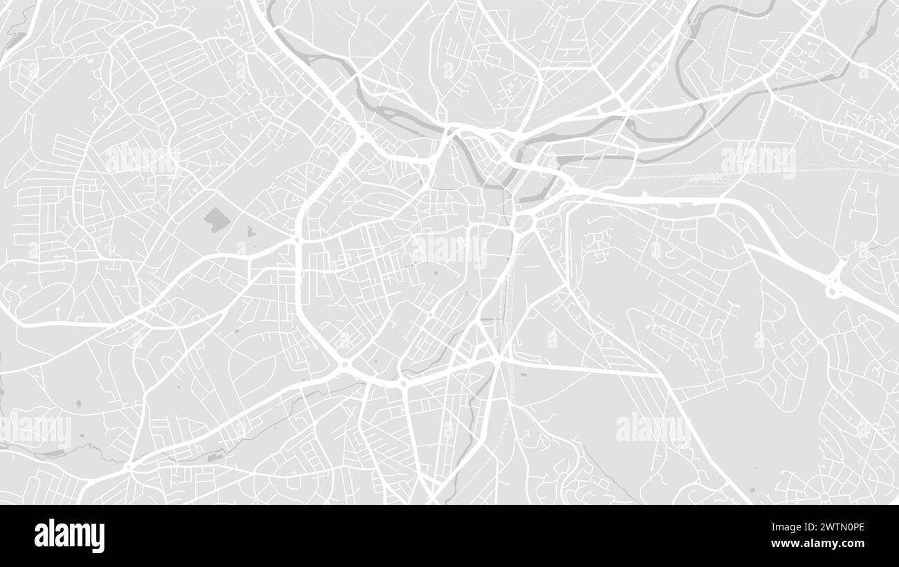 Sheffield map, England. Grayscale color city map, vector streetmap with roads and rivers. Stock Vector