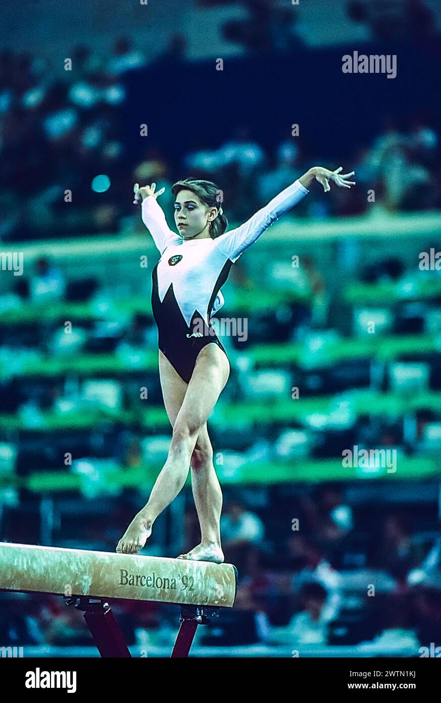 Oksana Chusovitina (EUN) competing in the women's artistic team all
