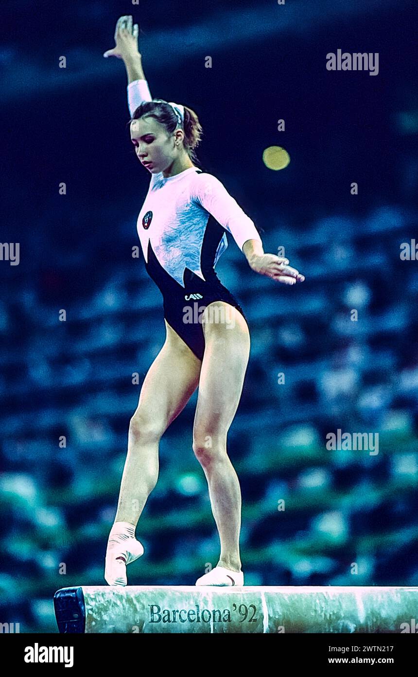 Svetlana Boginskaya (EUN) competing in the women's artistic team all