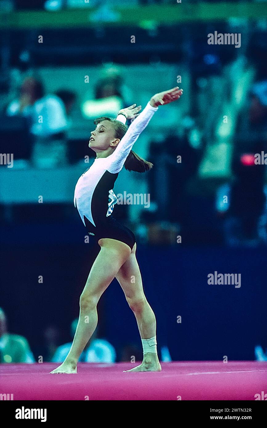 Rozalia Galiyeva (EUN) competing in the women's artistic team all