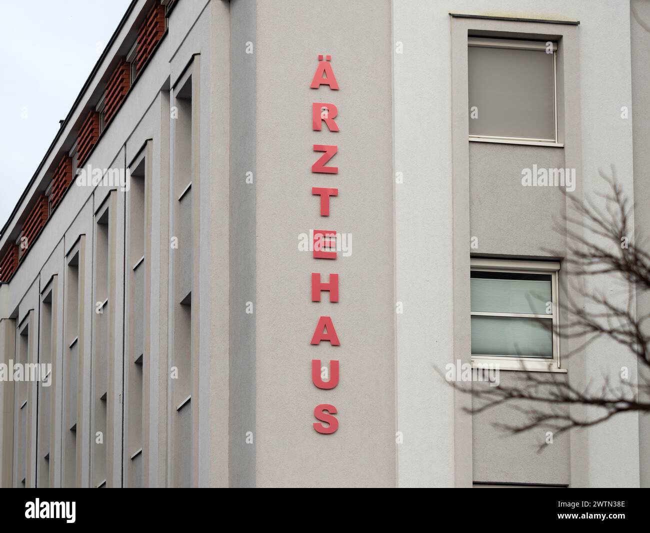 Ärztehaus (health center) exterior in Germany. The medical center offers many practices with specialists and different outpatient treatments. Stock Photo