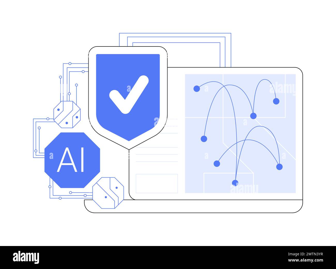 AI-Powered Grid Security abstract concept vector illustration Stock ...