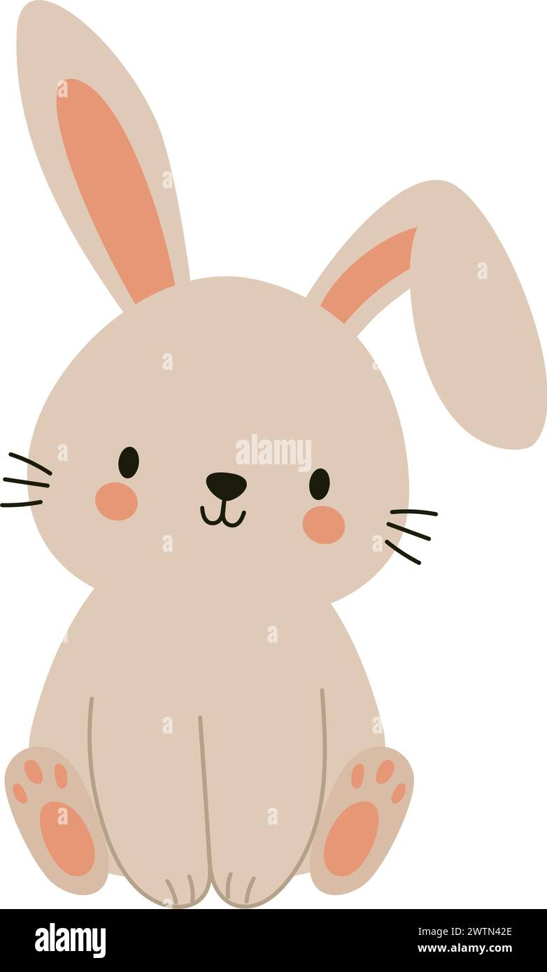 Adorable boho Easter bunny. Cartoon rabbit character for kids cards ...