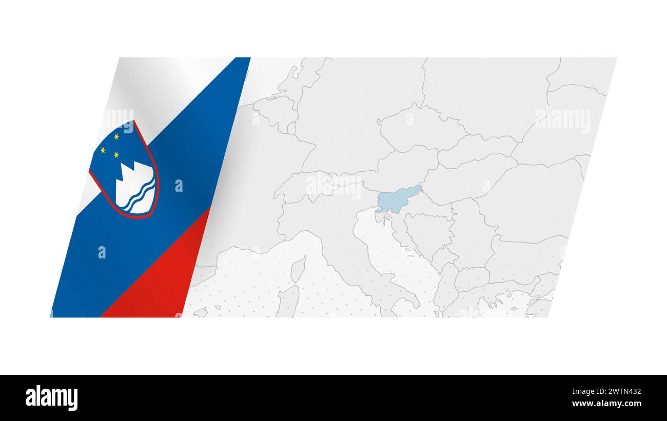 Slovenia map in modern style with flag of Slovenia on left side. Vector ...