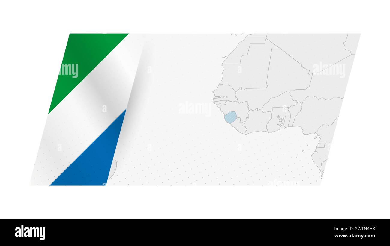 Sierra Leone map in modern style with flag of Sierra Leone on left side ...