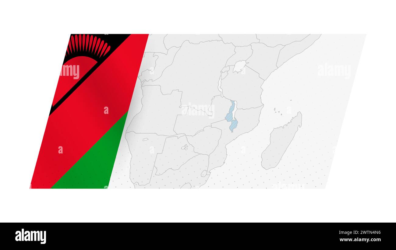 Malawi map in modern style with flag of Malawi on left side. Vector ...