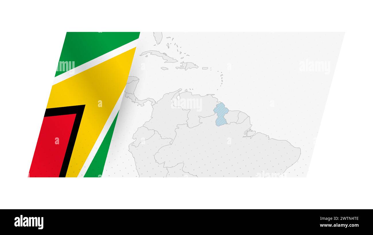 Guyana map in modern style with flag of Guyana on left side. Vector ...