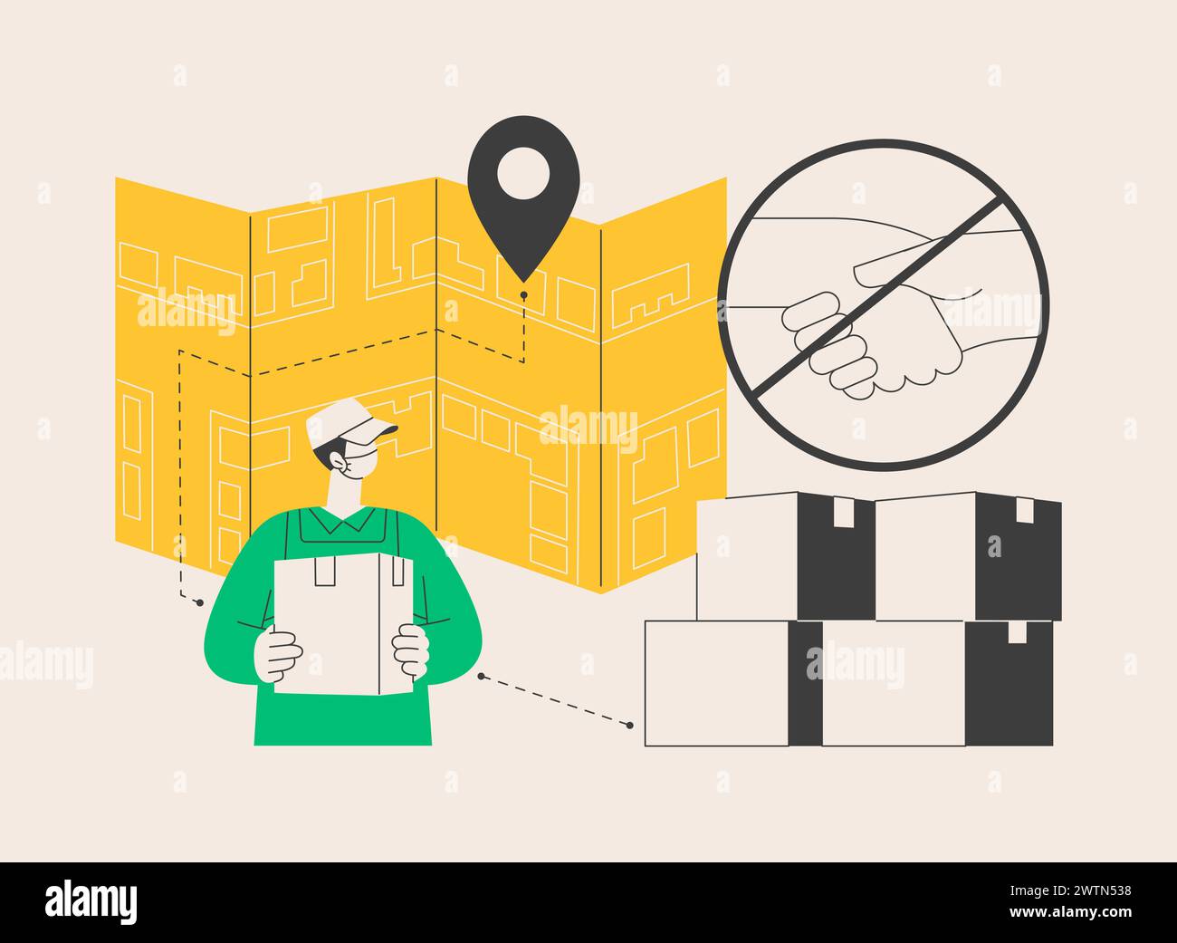 Nocontact pick up and delivery abstract concept vector illustration