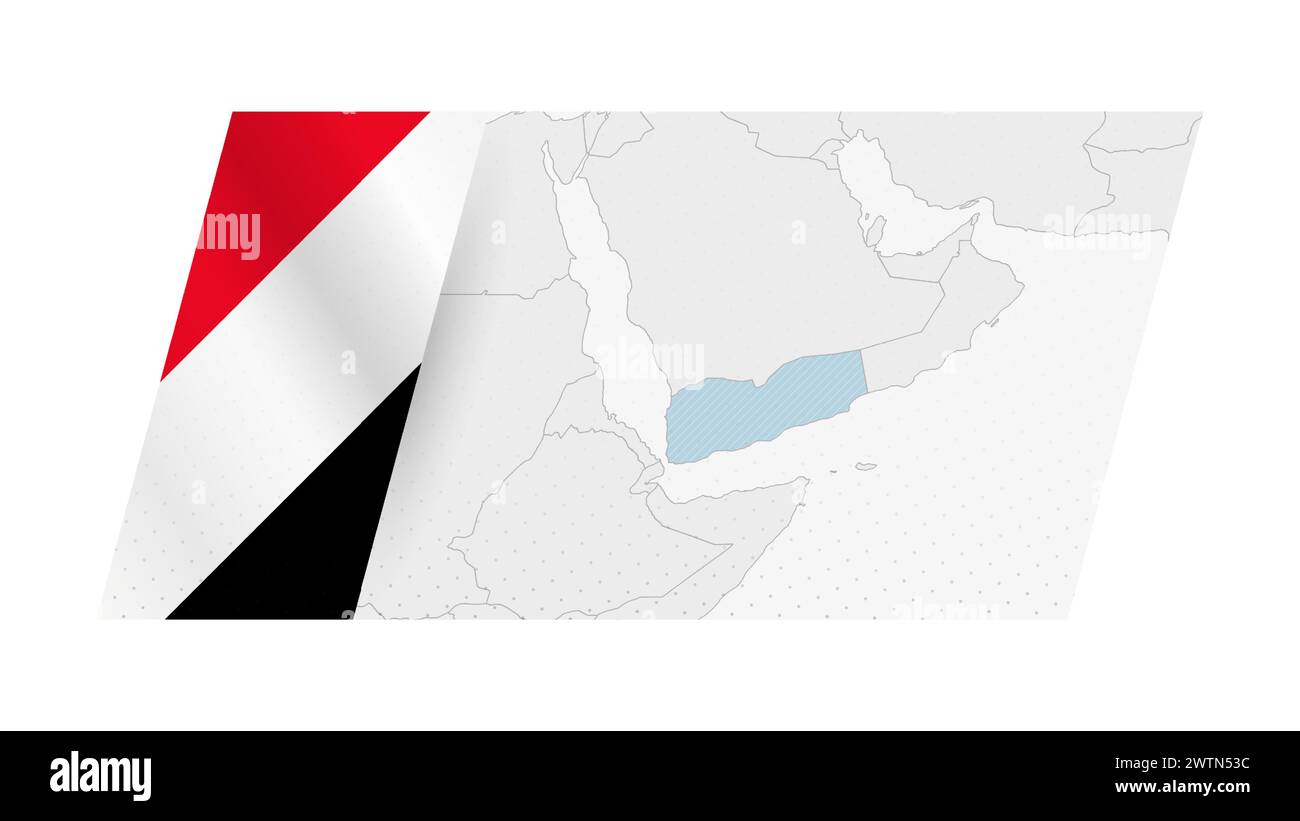 Yemen map in modern style with flag of Yemen on left side. Vector ...