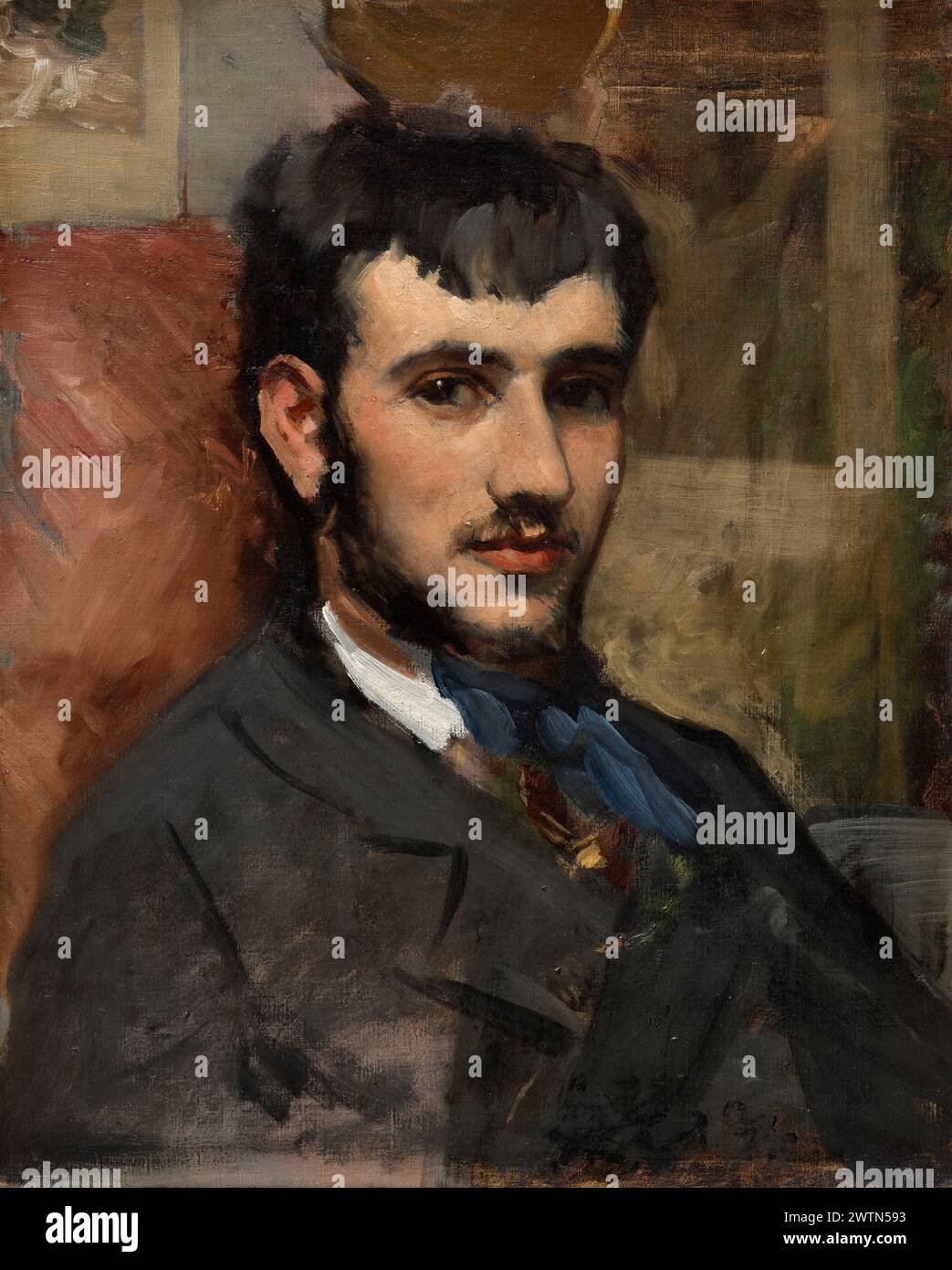 Portrait of Renoir by Frédéric Bazille.  1867. Stock Photo