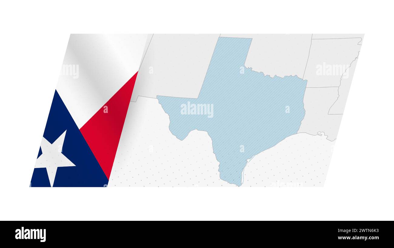 Texas map in modern style with flag of Texas on left side. Vector ...
