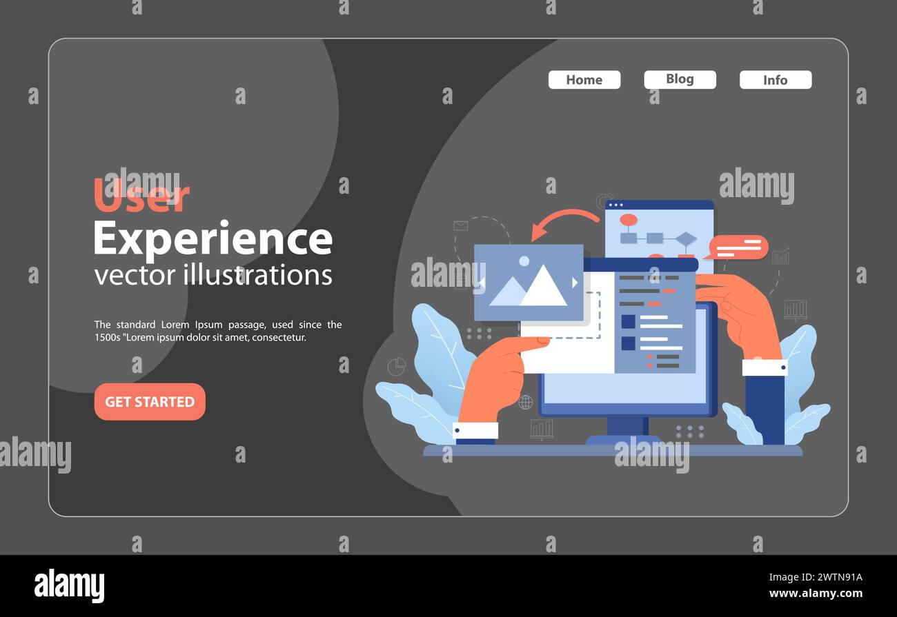 Wireframe concept. Hands adjust image and site layout, illustrating web ...