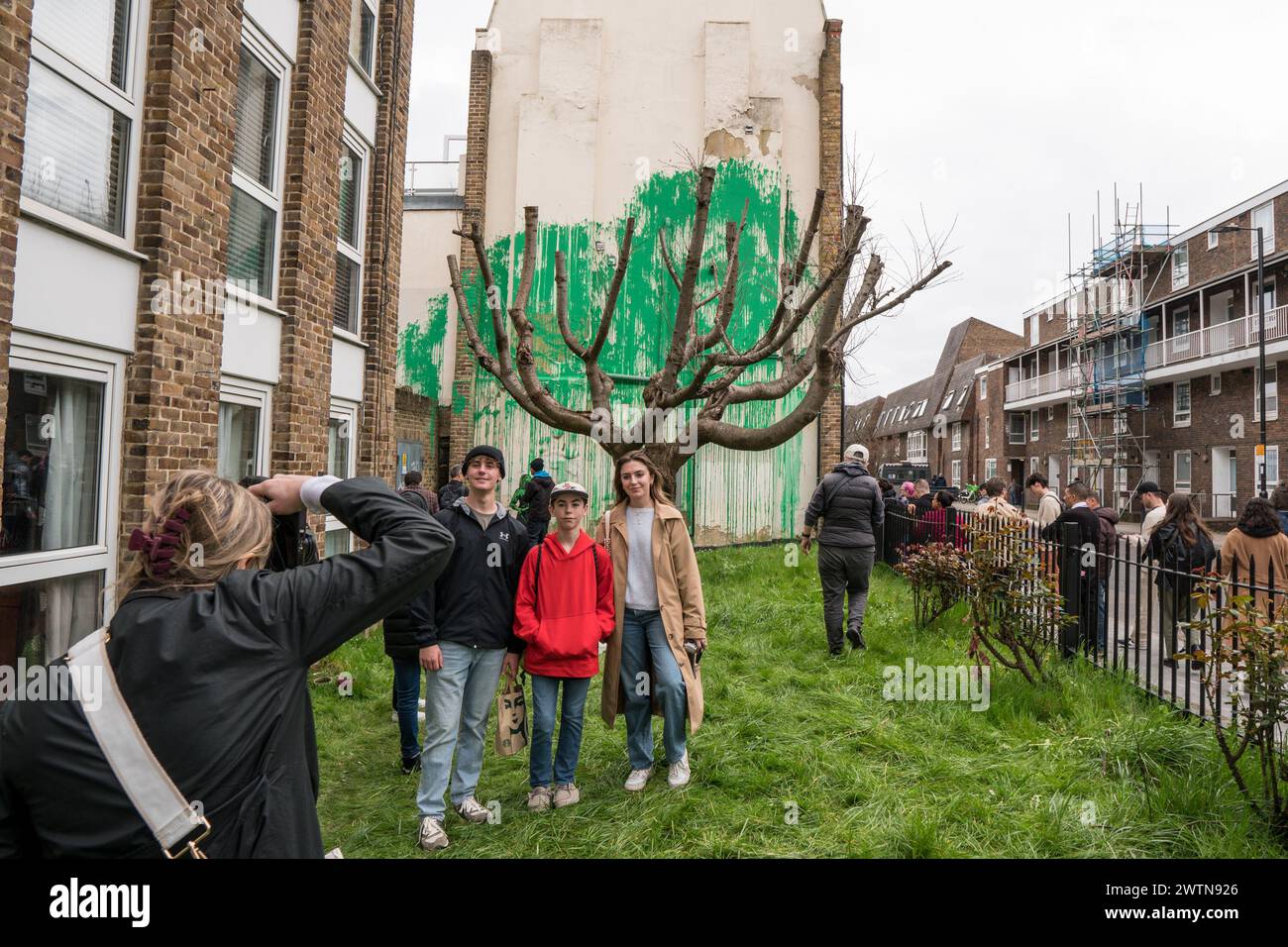 Banksy Tree Mural Hornsey Road Finsbury Park London 18th March 2024 Stock Photo