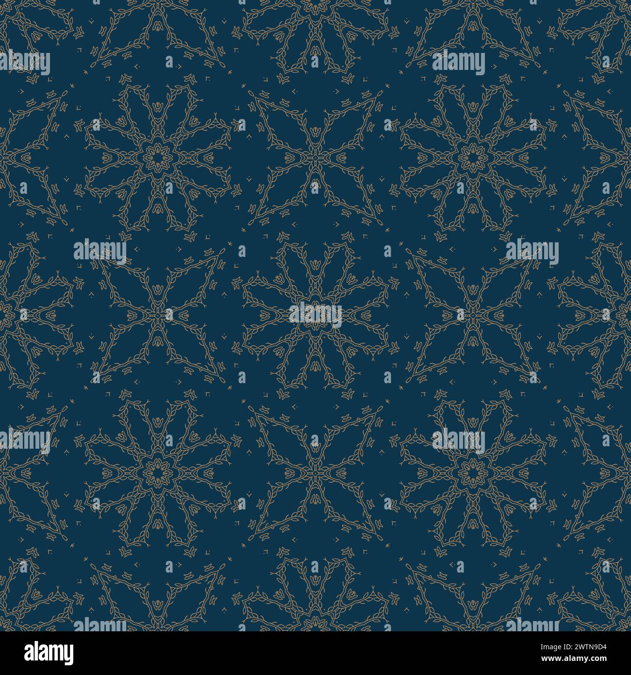 Blue and gold vintage seamless pattern. Floral ornamental luxury damask ...