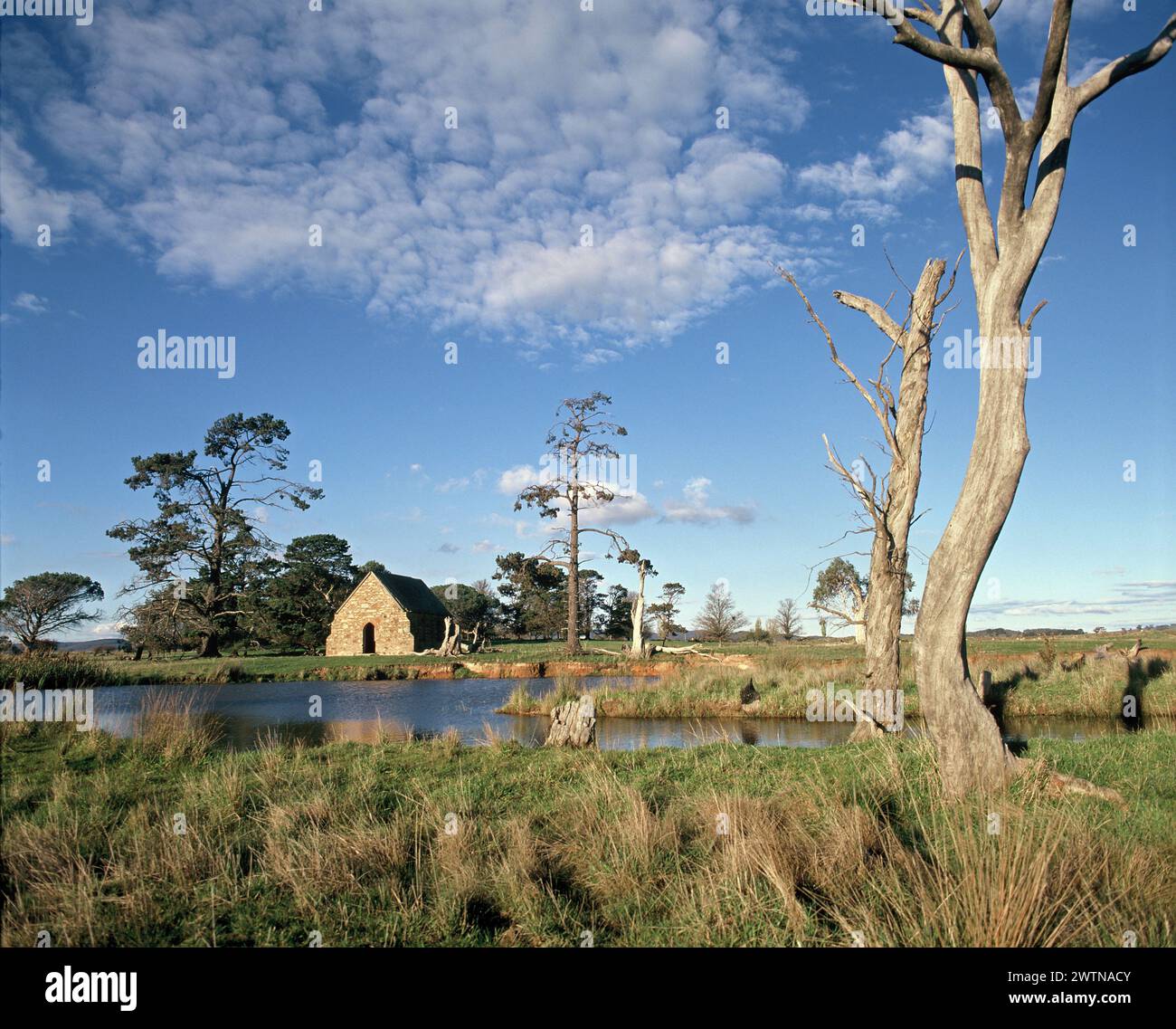 Australia. New South Wales. Goulburn region. Landscape with old stone barn. Stock Photo