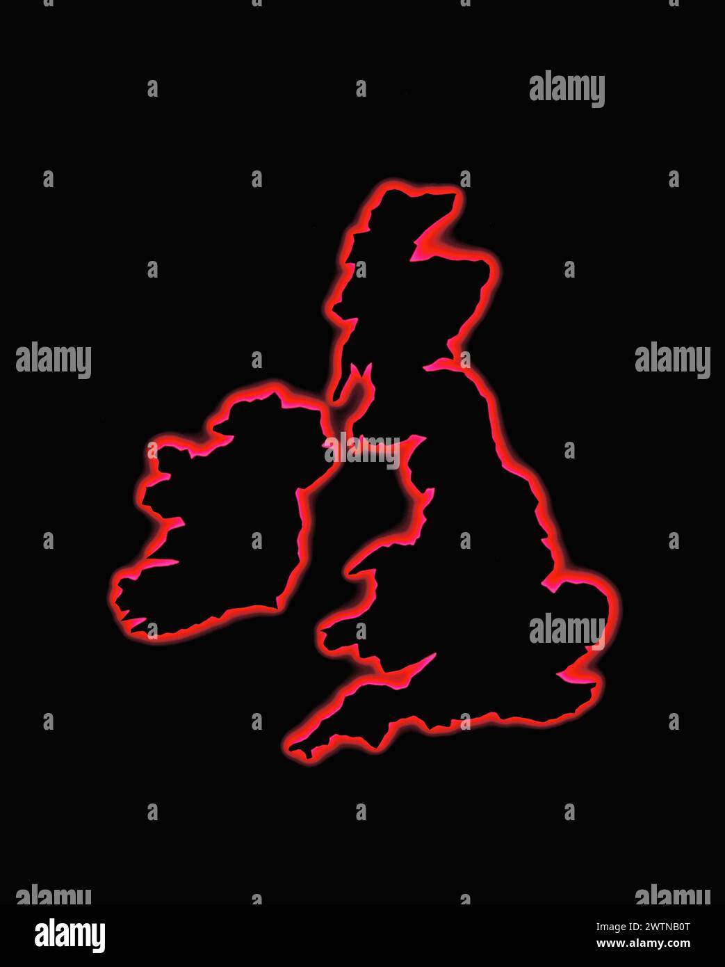 Artwork. Outline map of Great Britain & Ireland. Stock Photo