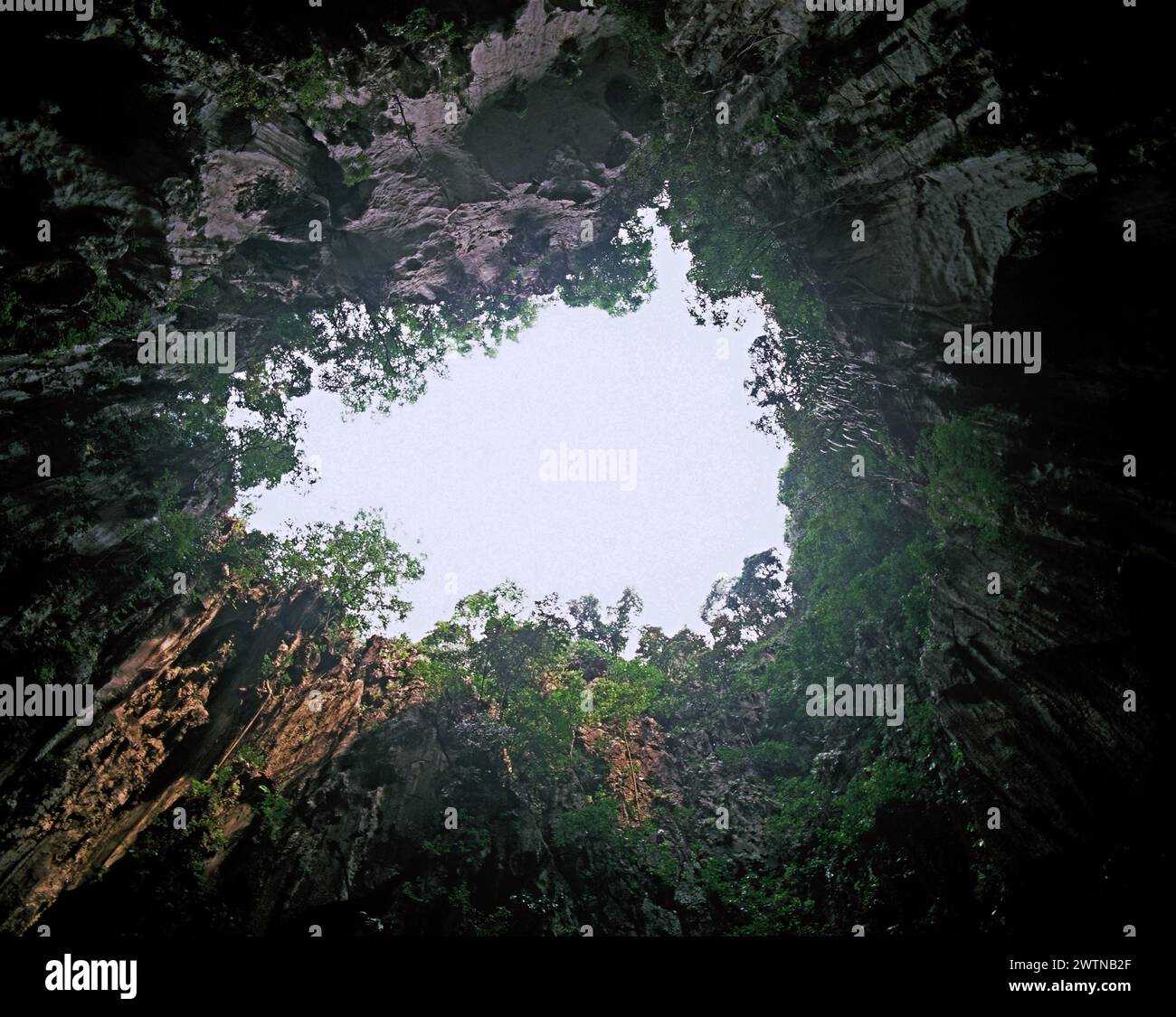 Malaysia. Selangor. Gombak District. Batu Caves interior view of sky opening. Stock Photo