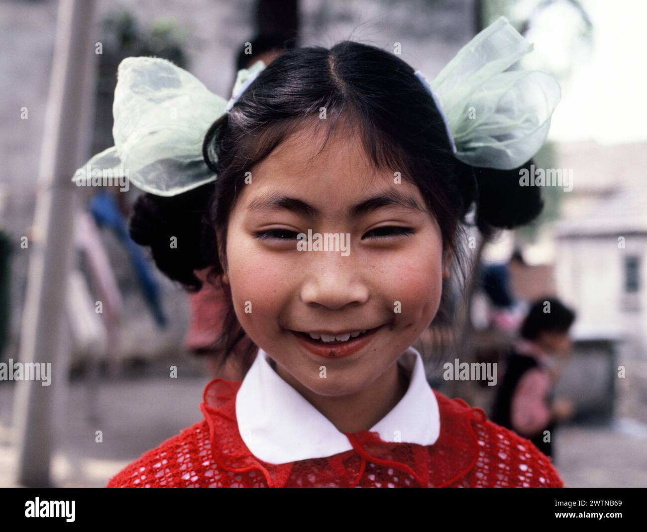 China. Shanghai. Local girl child. 1970's. Stock Photo