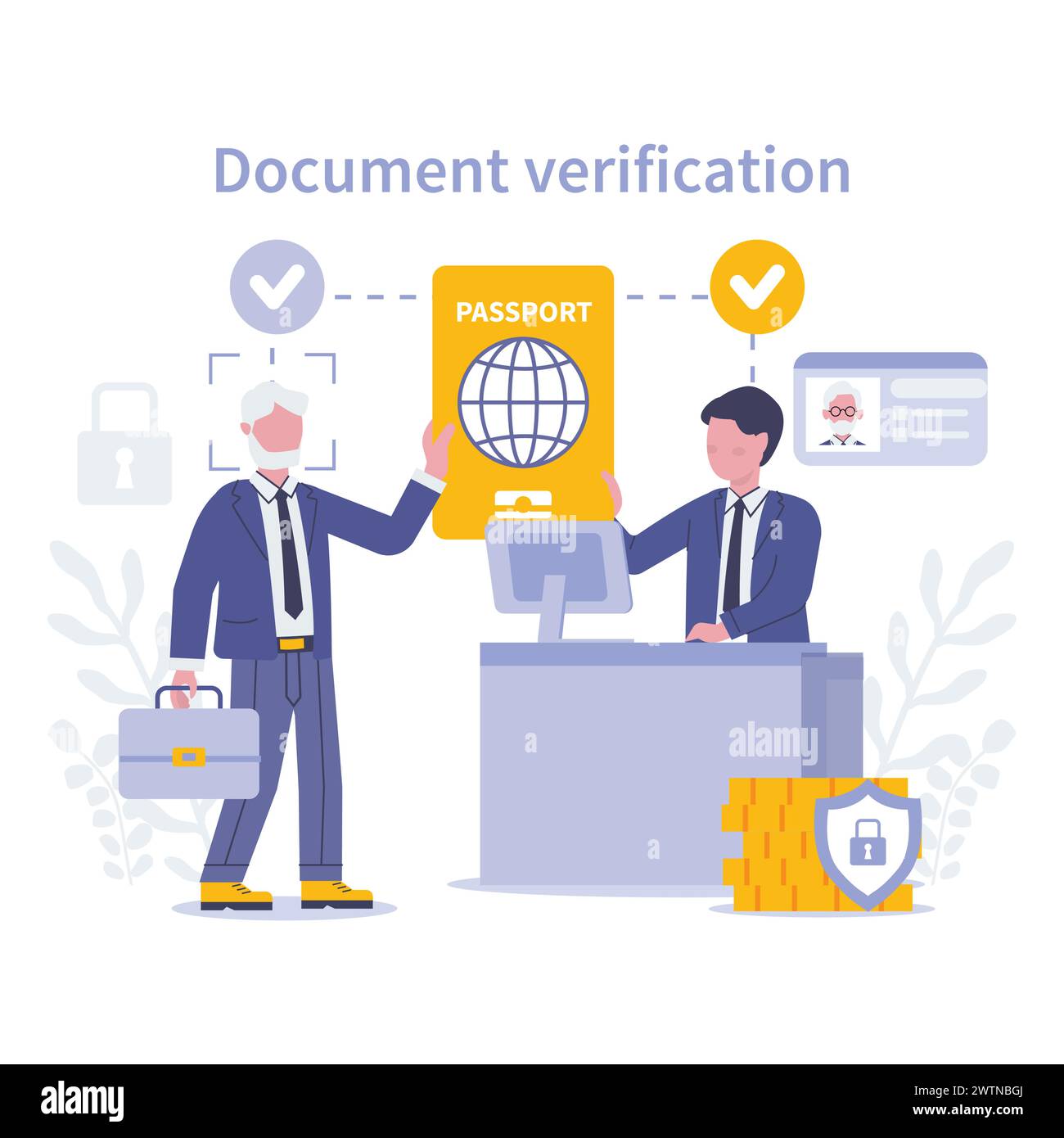 KYC concept. Document Verification. A focused scene on passport 