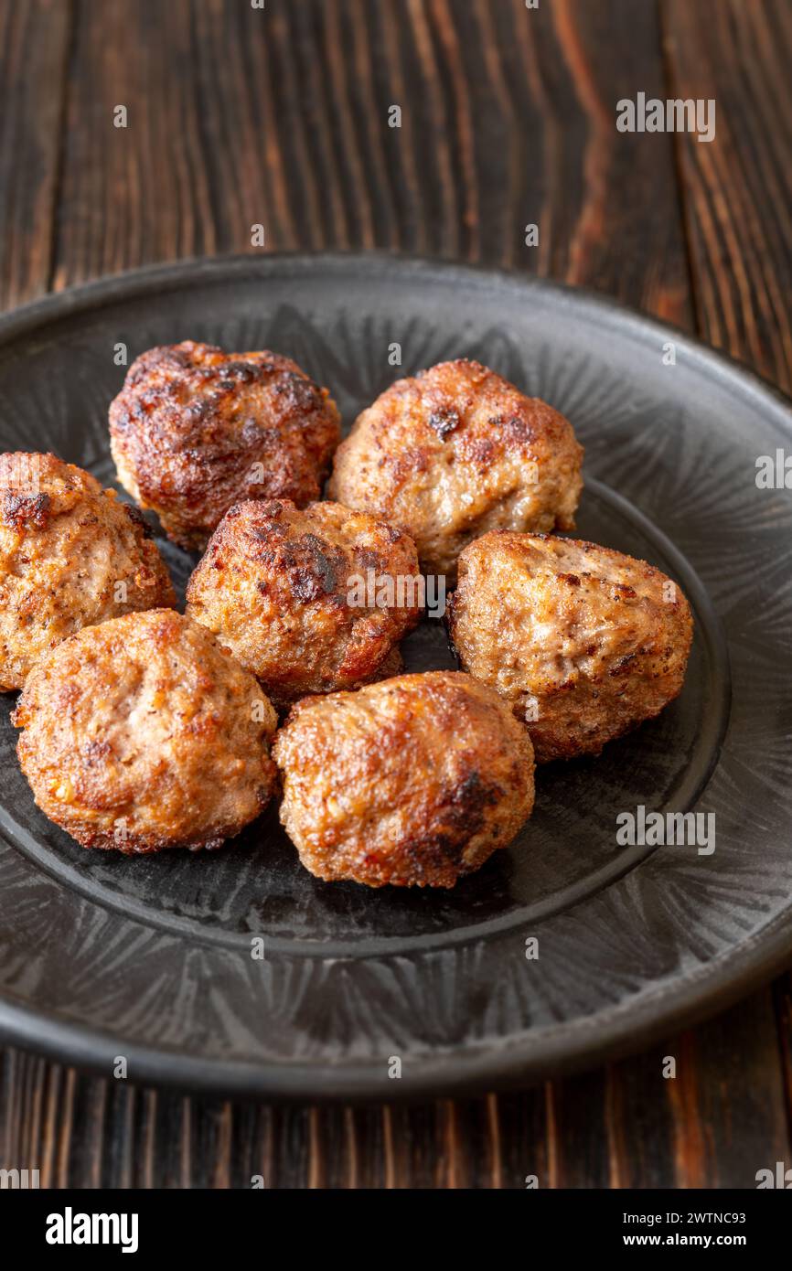 Portion of traditional swedish meatballs on the plate Stock Photo
