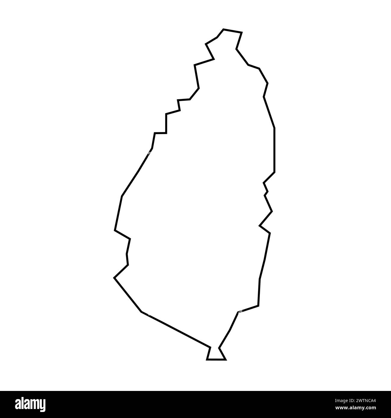Saint Lucia country thin black outline silhouette. Simplified map. Vector icon isolated on white background. Stock Vector