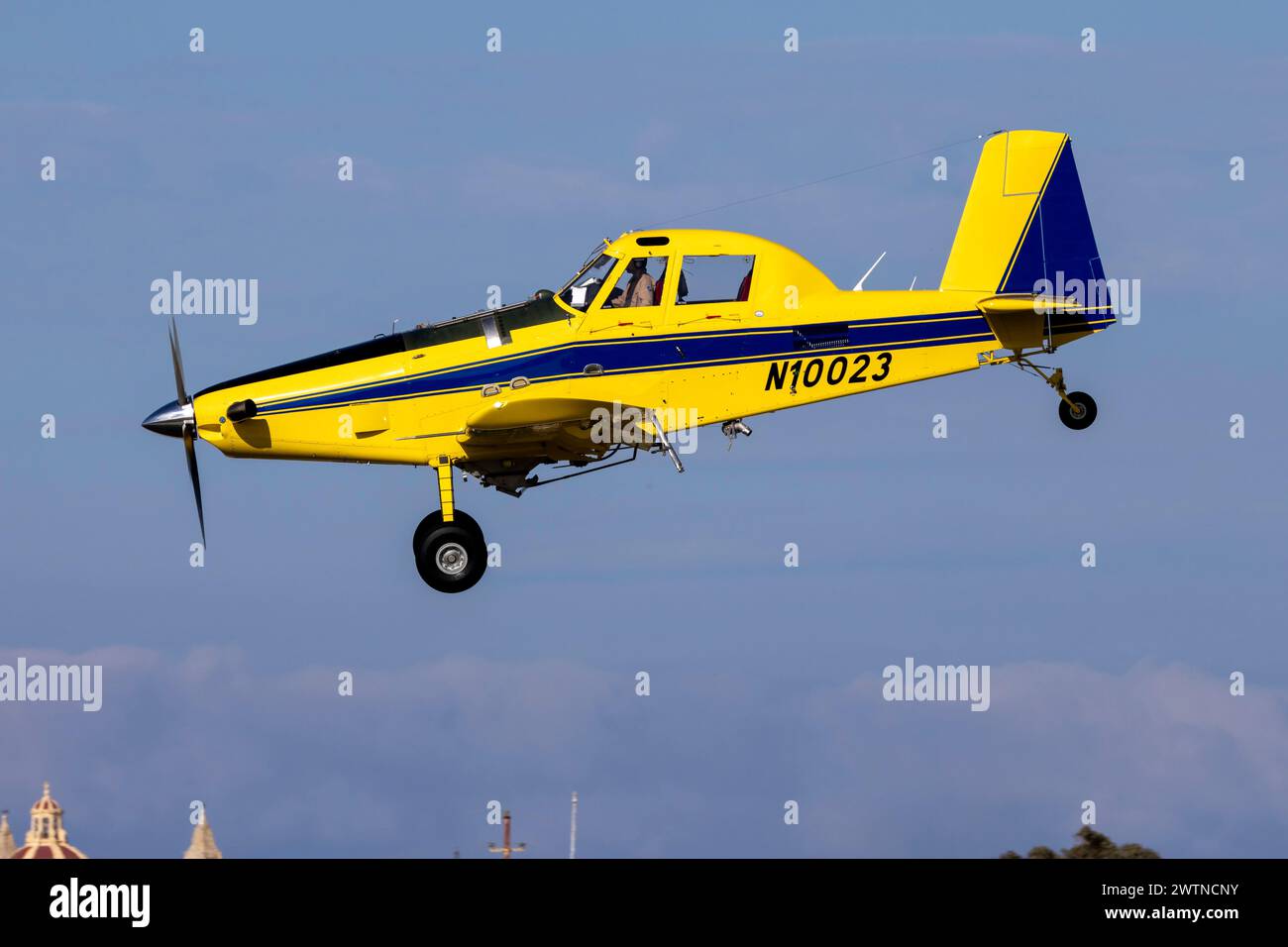 Air Tractor AT-802A (REG: N10023) arriving after 6 hour on a ferry flight. Stock Photo