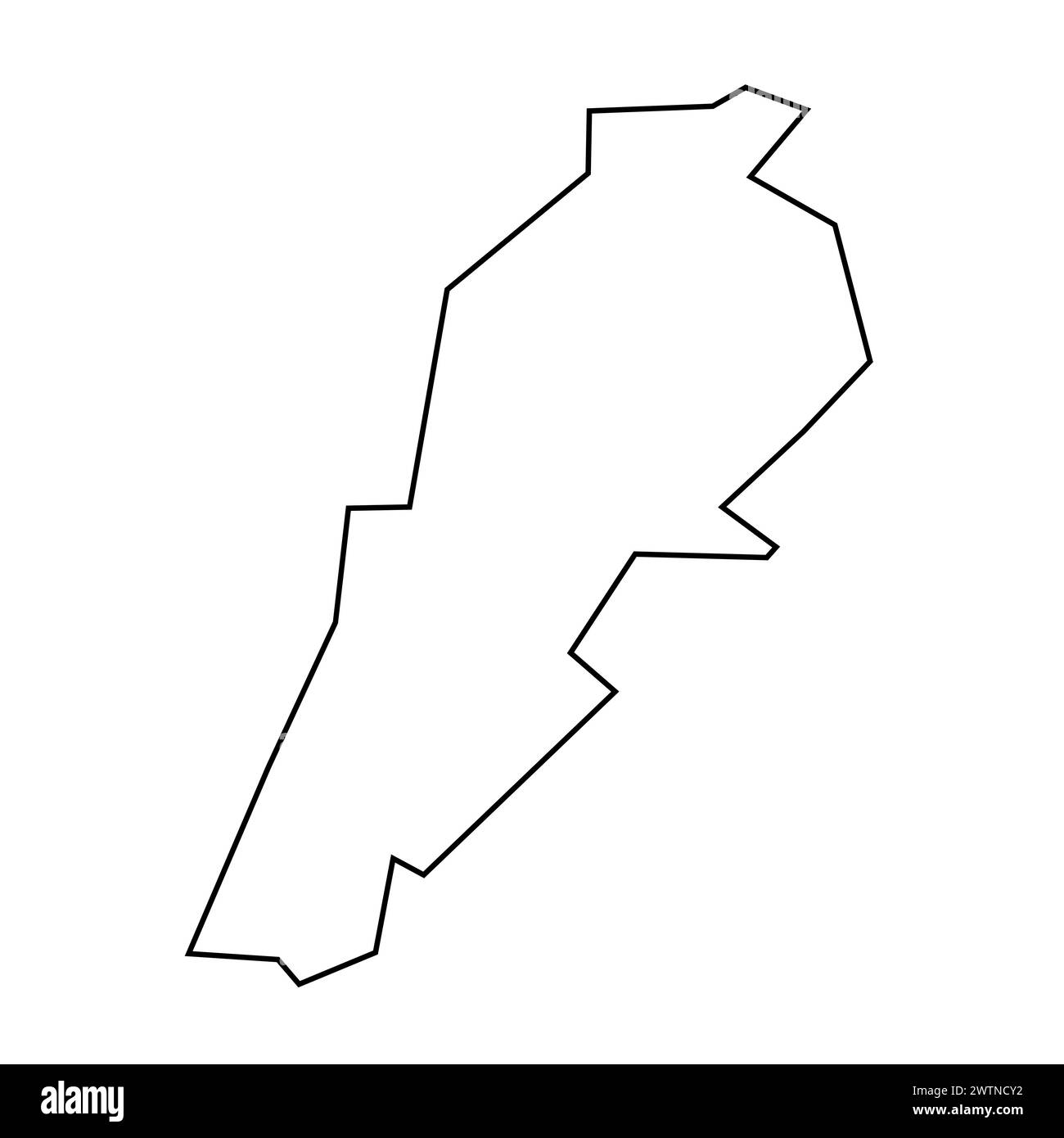 Lebanon country thin black outline silhouette. Simplified map. Vector ...
