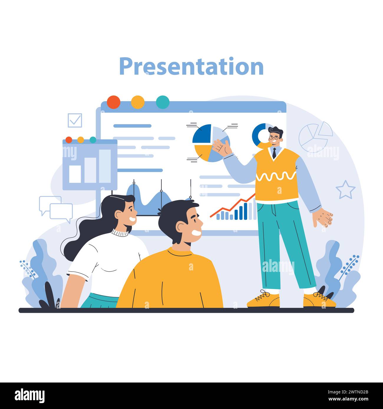 Presentation concept. Interactive and informative business meeting with ...