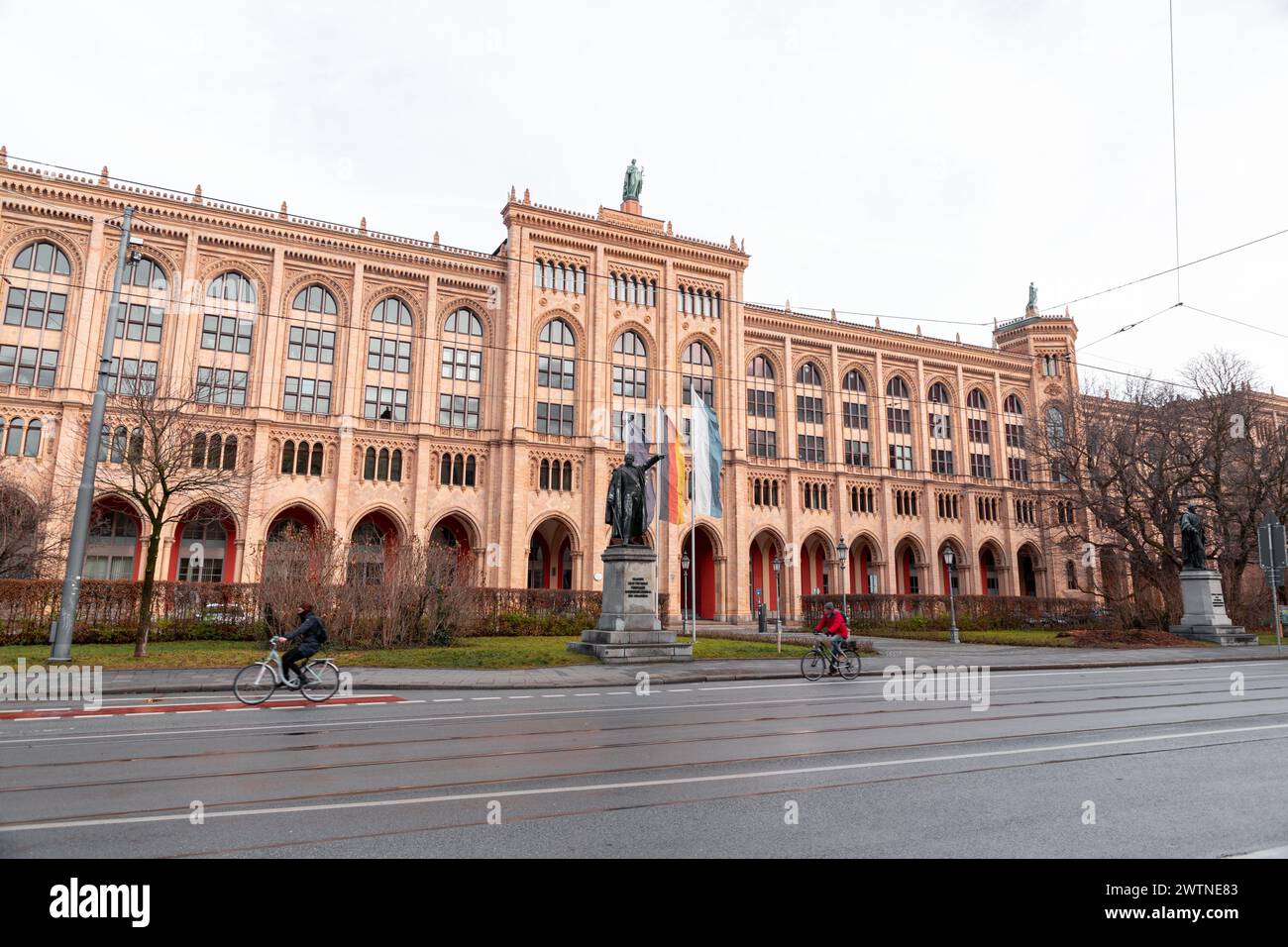 Munich, Germany - December 26, 2021: The building of the Government of Upper Bavaria in Maximilianstrasse in Munich houses the government of Upper Bav Stock Photo