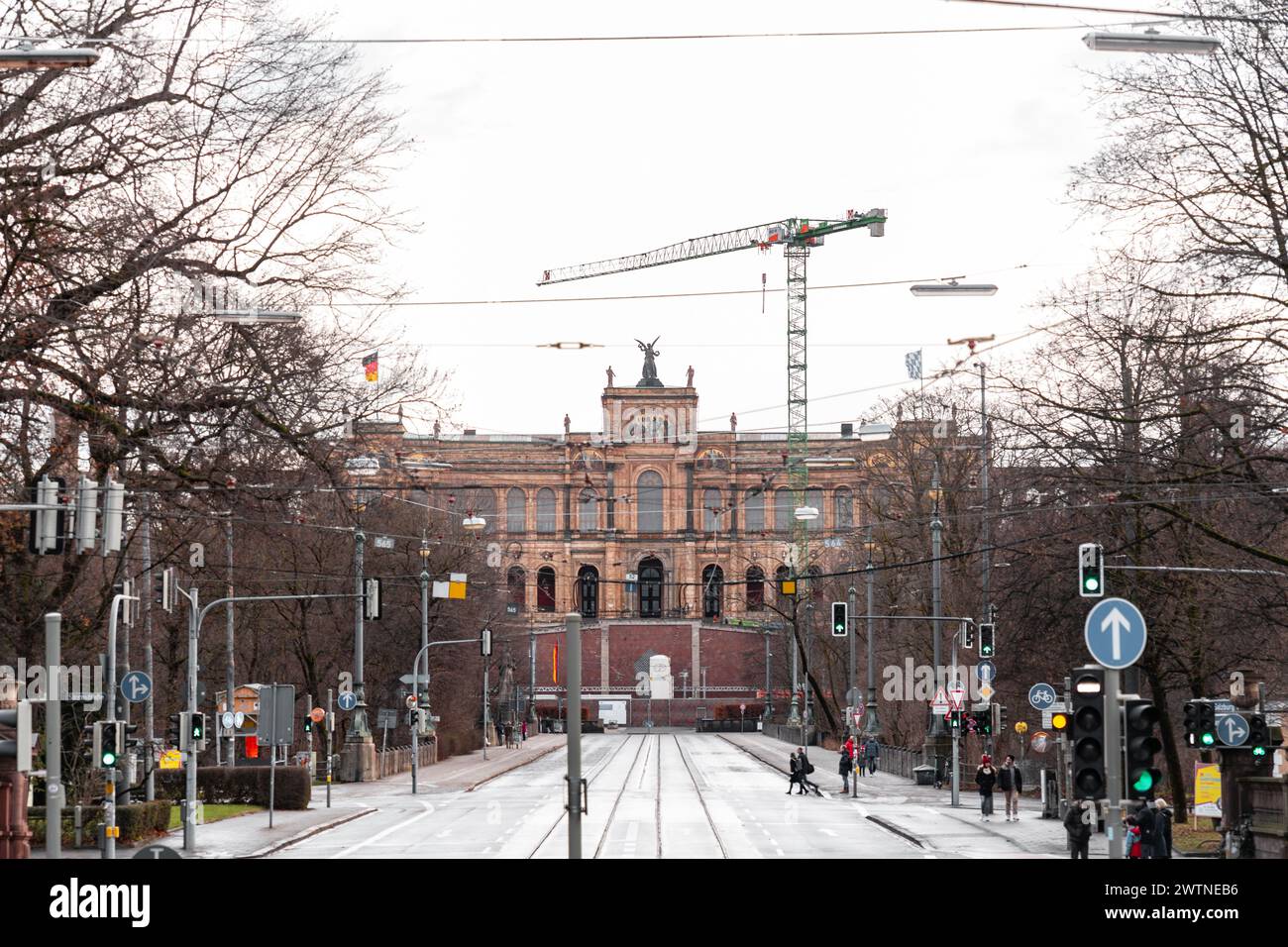 Munich, Germany - December 25, 2021: The Maximilianeum, a palatial building in Munich, hosting the Bavarian State Parliament since 1949. Stock Photo