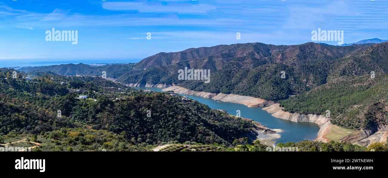 Istan water reservoir on sunny day, Marbella, Andalusia, Spain Stock Photo