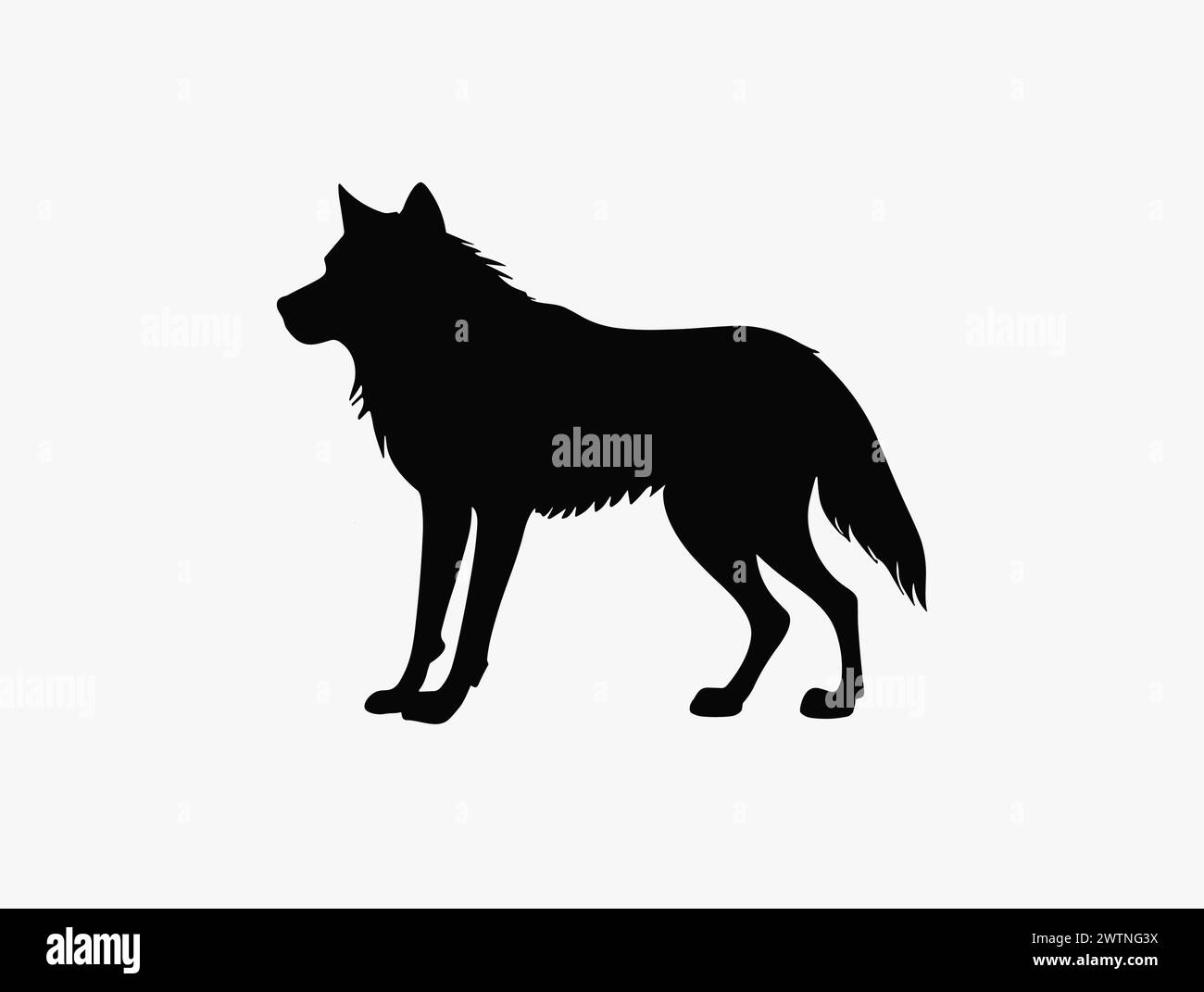 Wolf silhouette vector animal isolated illustration. Howl wolf icon silhouette background. Stock Vector