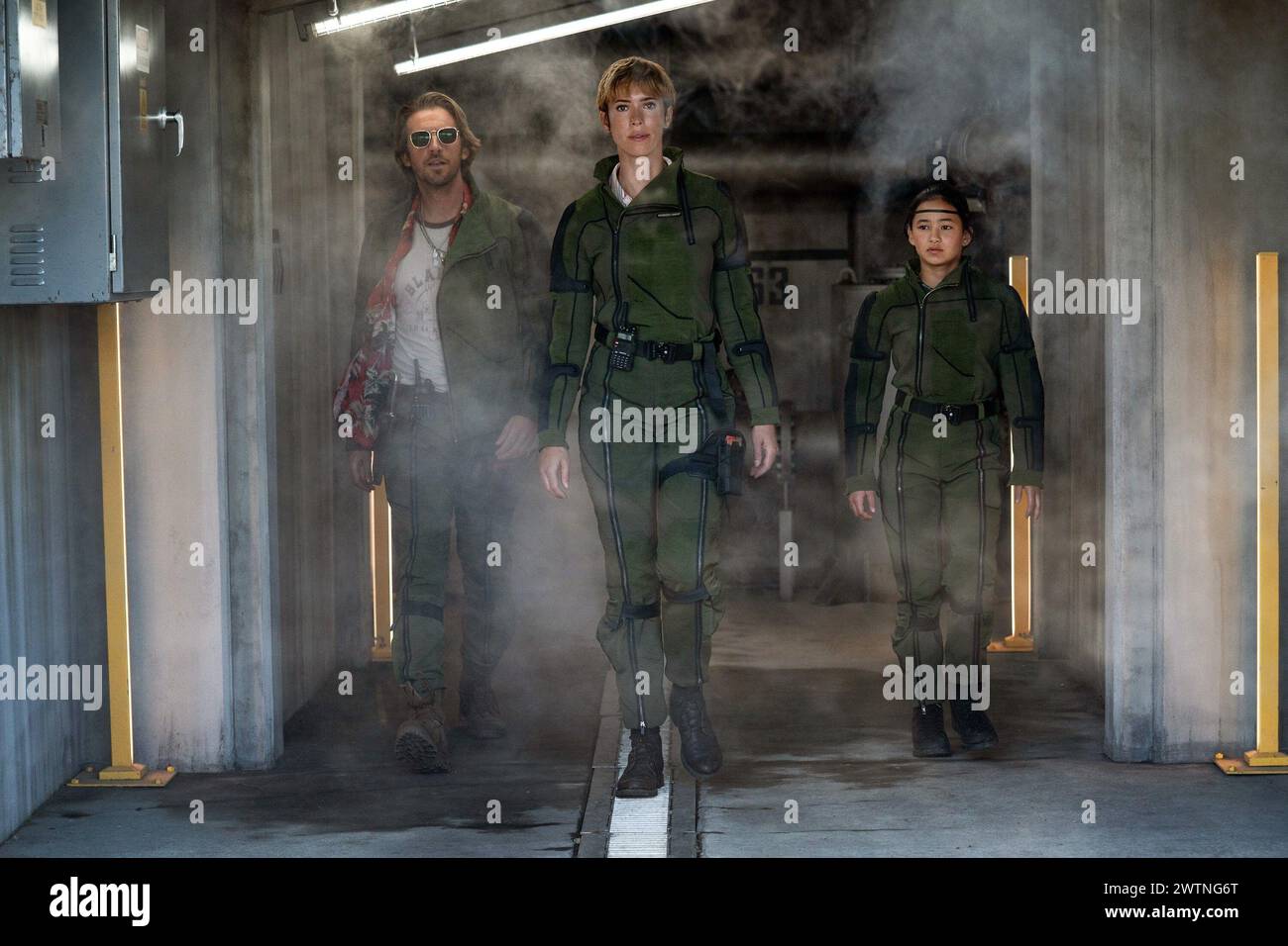 GODZILLA X KONG: THE NEW EMPIRE, from left: Dan Stevens, Rebecca Hall ...