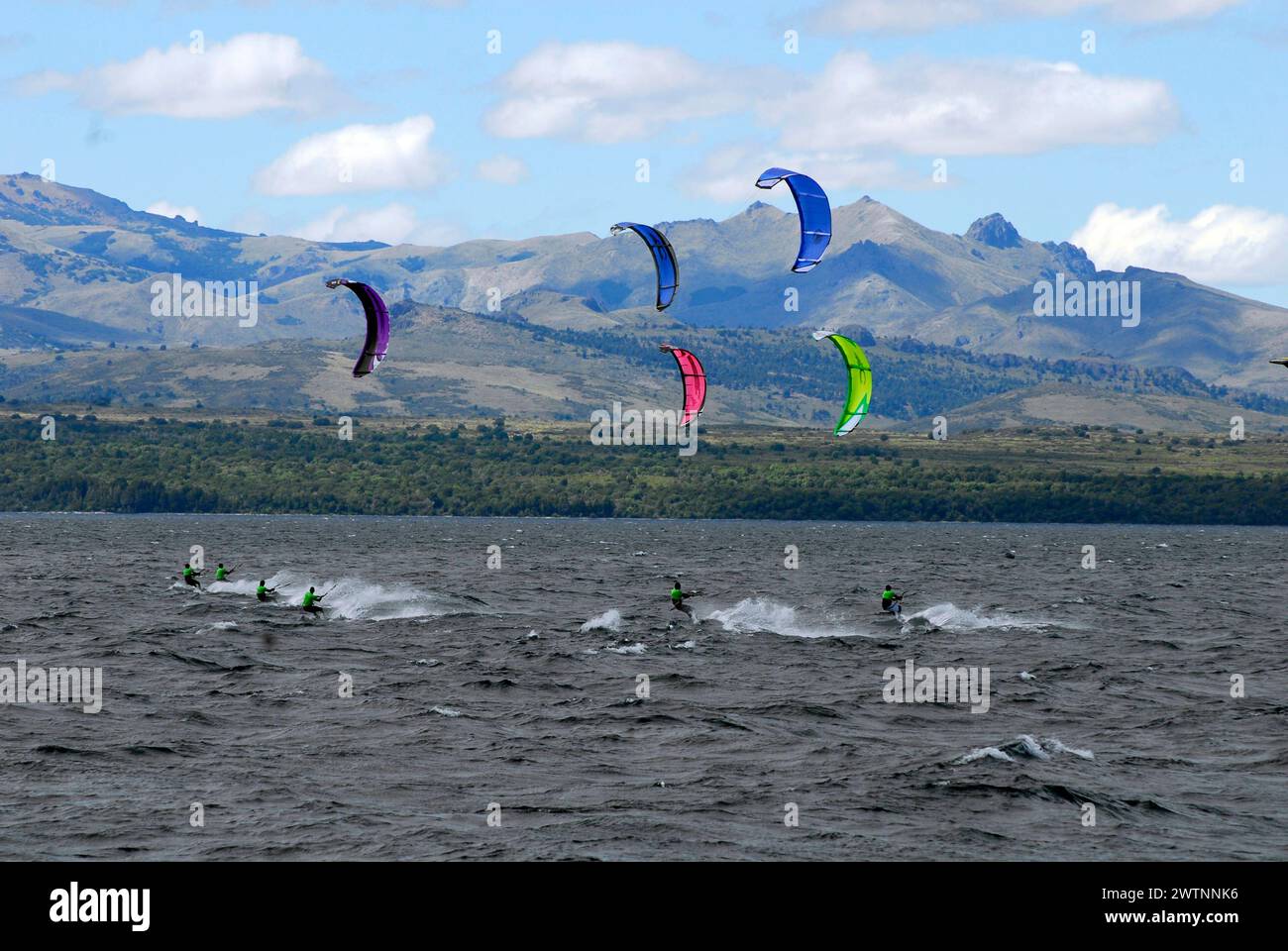 kitesurfing or kiteboarding a summer sailing sport in the water kitesurfing or kiteboarding sailing sport in the water Stock Photo