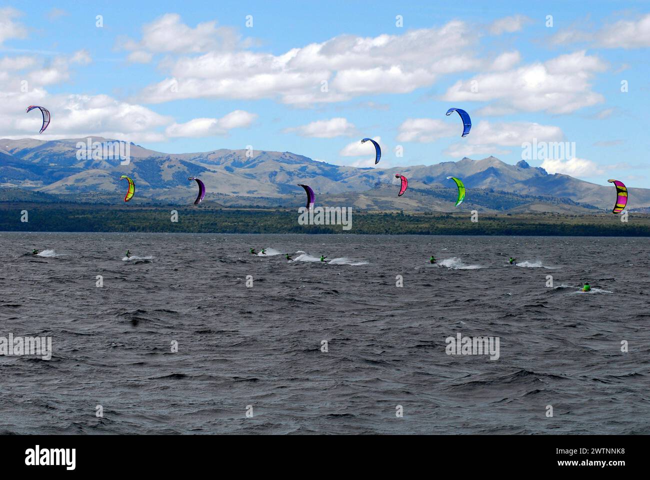 kitesurfing or kiteboarding a summer sailing sport in the water kitesurfing or kiteboarding sailing sport in the water Stock Photo